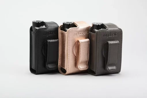 Vertical Myabetic leather flip case with flap closed